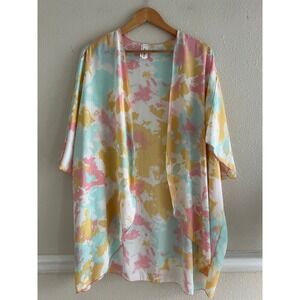 Now N Forever Tie-Due Pastel Cardigan Kimono Large Spring Beach Boho Festival